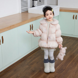 女童冬装羽绒棉服2025冬装新款女宝宝衣服加厚保暖公主风保暖外套