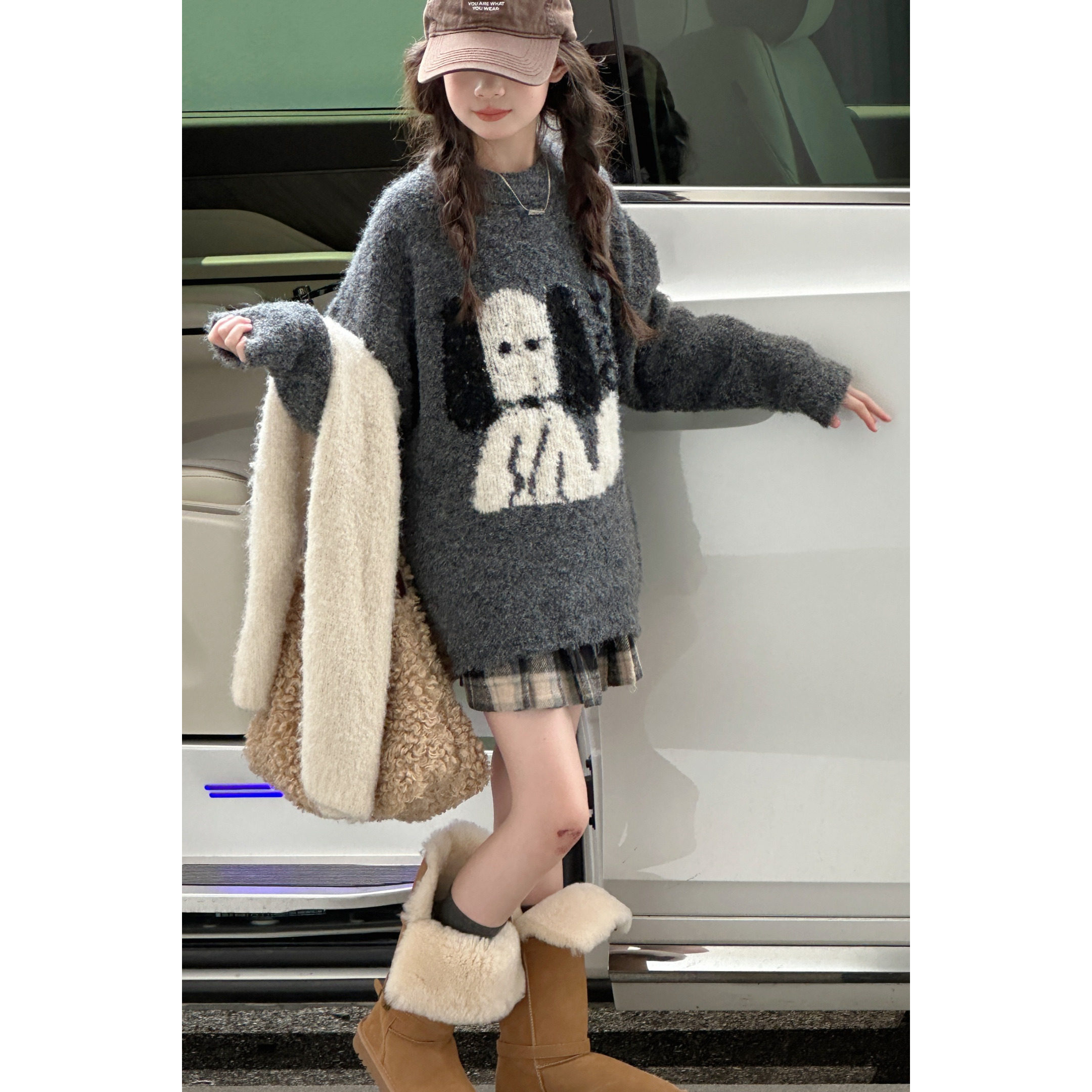 韩系女童秋冬款小狗毛衣针织衫2026新款女大童时髦加厚秋装上衣潮