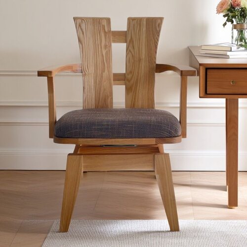 出口日本实木转椅木本色水曲柳餐椅扶手椅高背椅餐椅电脑椅书桌椅