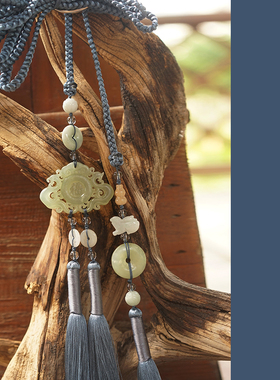 凰染-玉宇-原创汉服道袍腰带玉坠腰佩禁步压裙坠明制翡翠宫绦流苏