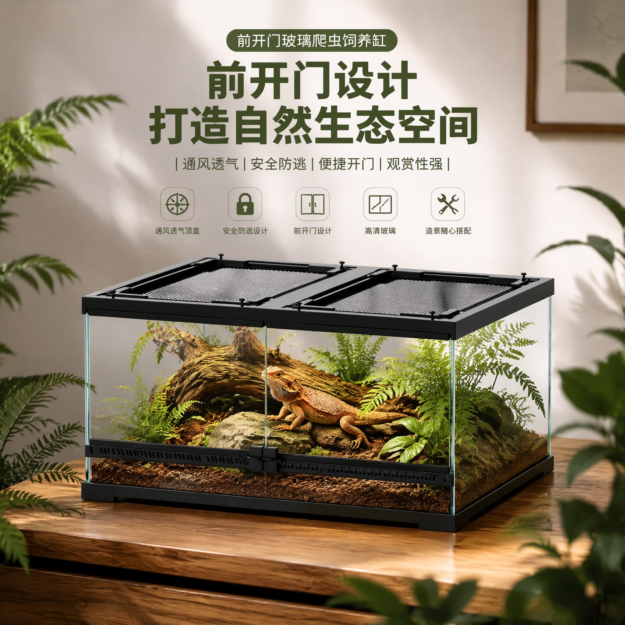 新款前开门玻璃饲养箱超白玻璃门图片