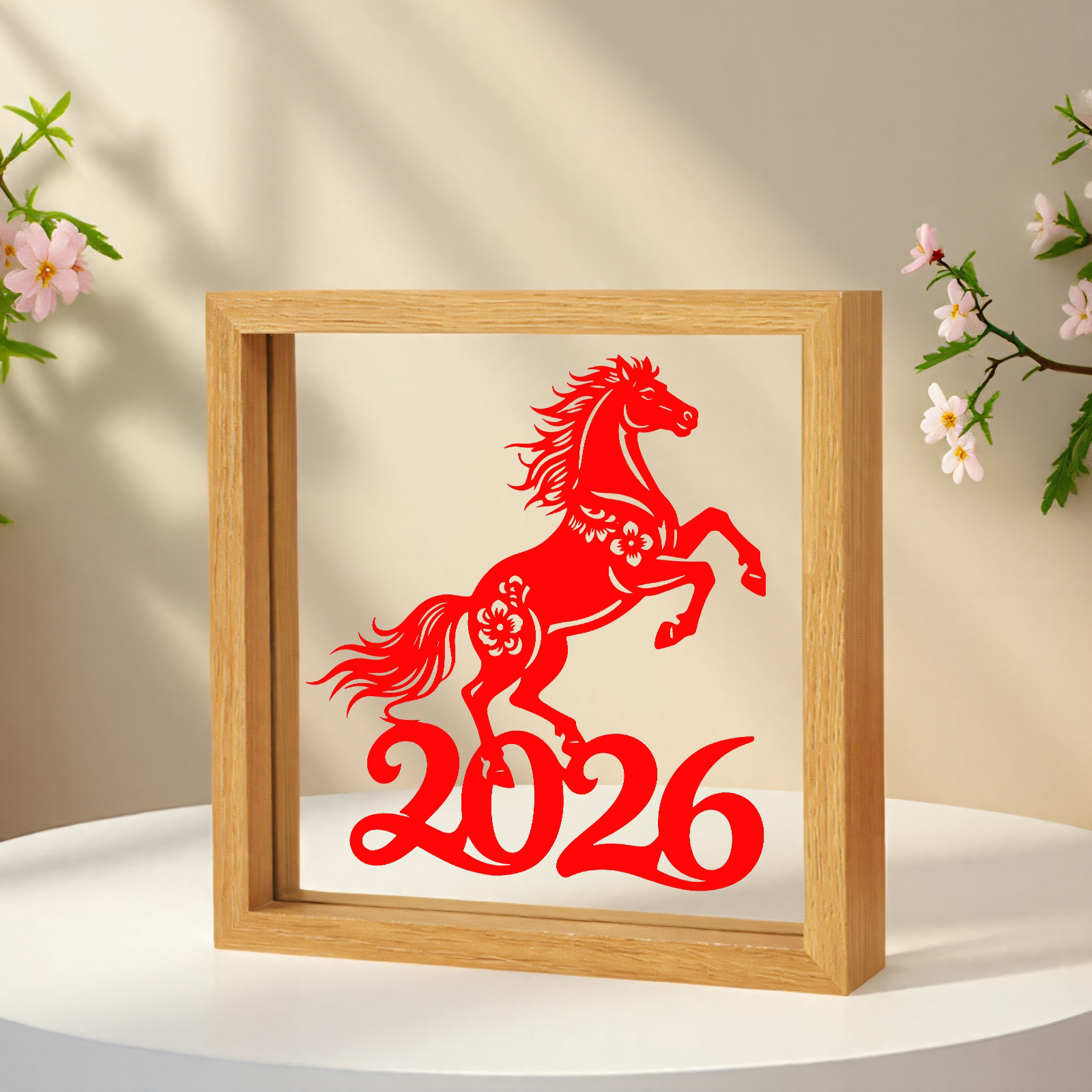 2026马年春节传统非遗手工剪纸定制伴手礼摆台件新年玄关装饰年会