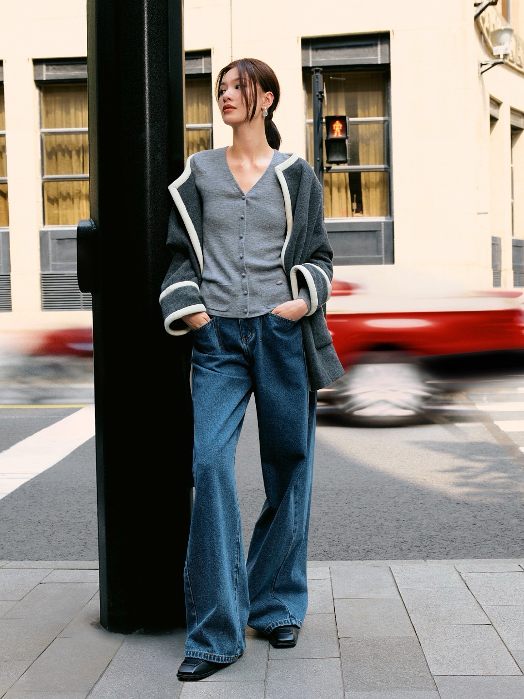 地S邱天同款灰色格雷系羊毛羊绒中长款毛呢大衣气质显瘦秋冬外套