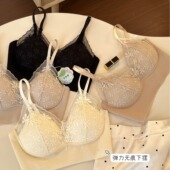 法式 无痕贴合超薄冰丝抹胸女固定一体乳胶杯无钢圈蕾丝文胸美背