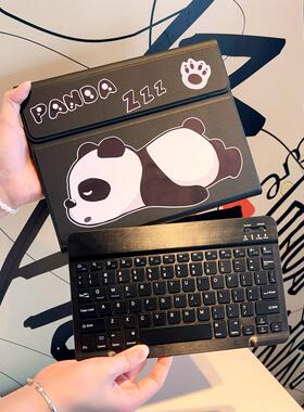 卡通熊猫适用小米平板7/7Pro蓝牙无线键盘保护套11.2英寸6SPro全包防摔软壳磁吸新款2024红米padSE黑色皮套男