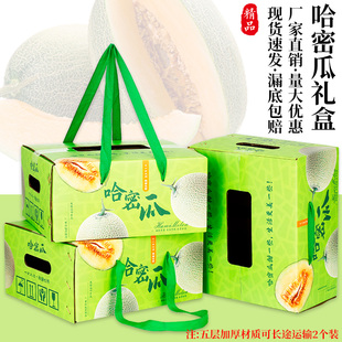 高档哈密瓜礼盒2粒装甜瓜羊角蜜玫珑蜜瓜网纹瓜礼品盒包装盒纸箱