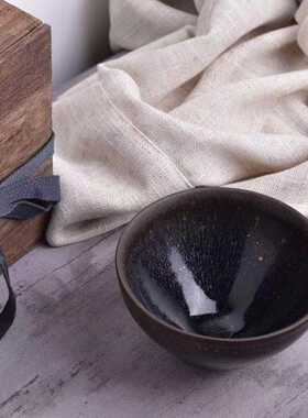知否茶具宋代点茶茶盏仿宋建窑礼品装黑底银毫礼盒装