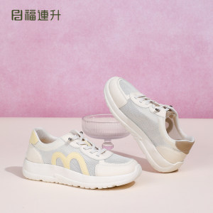 福连升春夏女厚底网面透气阿甘鞋