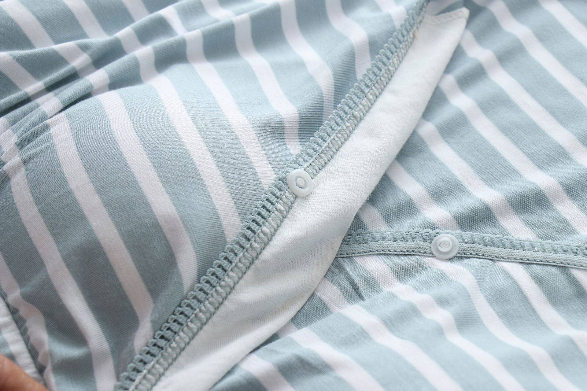 수유기 잠옷 여름원피스 산후복 롱 스커트 스트라이프 모달 수유 잠옷 속옷 없음