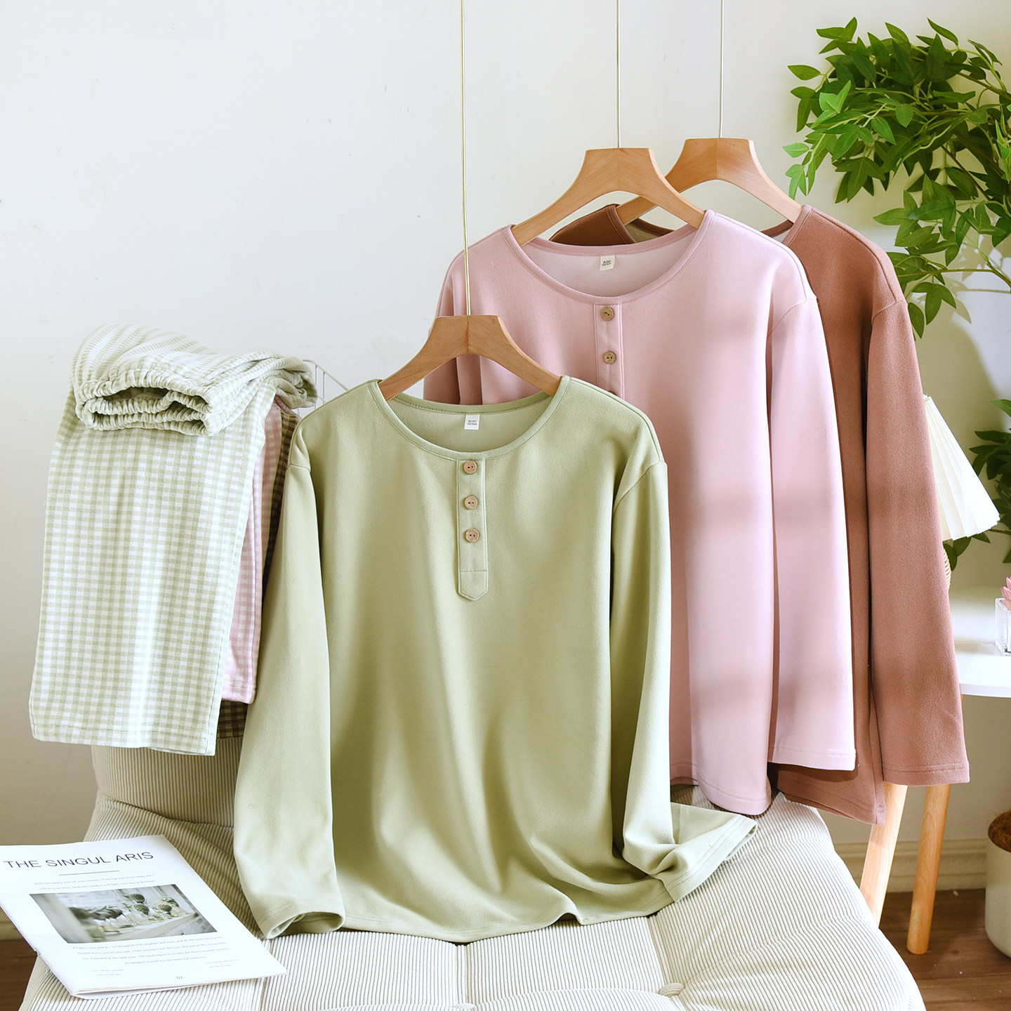 德绒套头可外穿情侣家居服套装