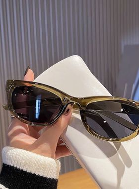 复古猫眼墨镜女高级感Jennie窄框眼镜2025新款潮防紫外线太阳镜