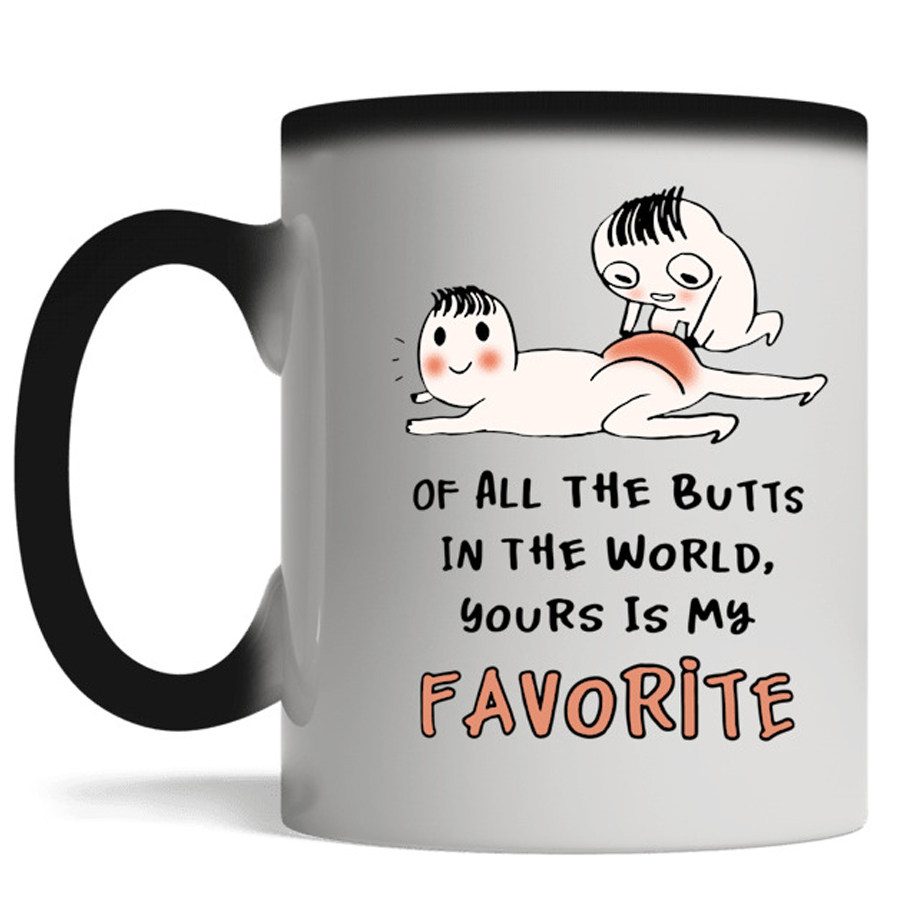 BUTTS Favorite Mug趣味搞笑屁股感温变色杯子陶瓷咖啡马克杯茶水