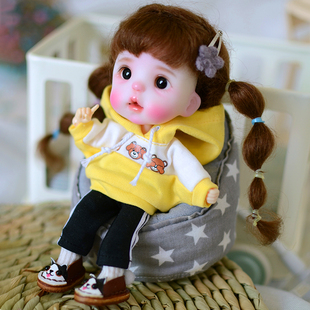 ob11gsc娃衣bjd8分妹头holala衣服拼色卫衣套装 牛仔裤