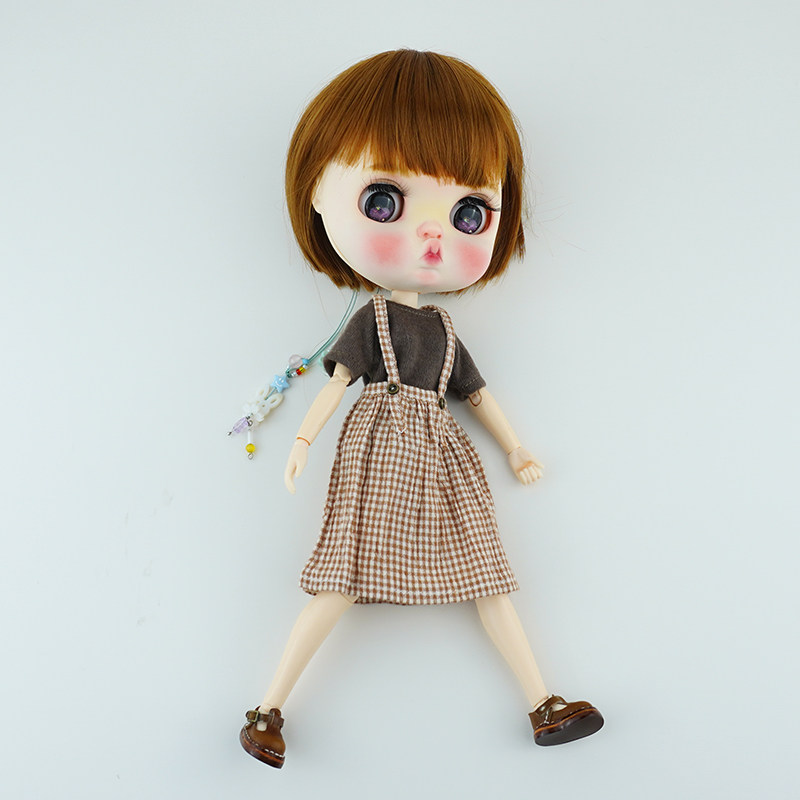 雪贝尔娃衣格子背带裙ob24blythe