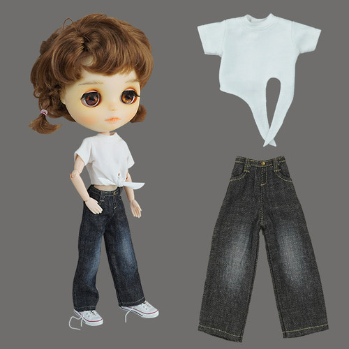 Blythe小布ob24水磨牛仔裤背心