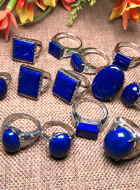 天然青金石戒指男女指环合金镶嵌