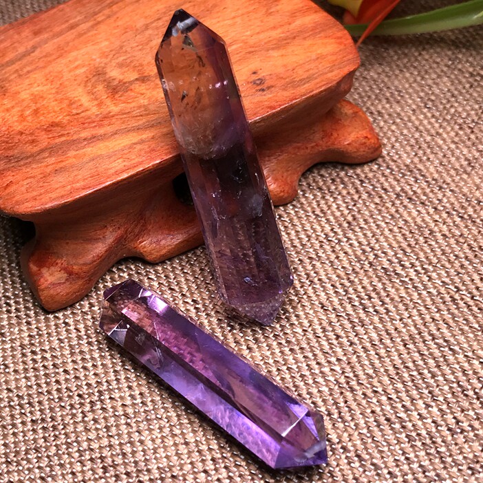 天然紫黄晶柱状吊坠六棱柱12切面柱子挂坠男女款紫晶项坠lbg—000