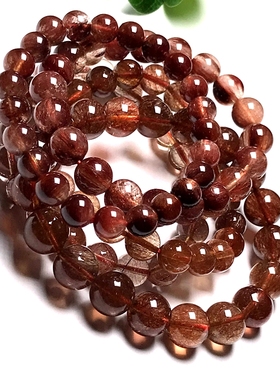 天然红发晶手链原色单圈女款手串