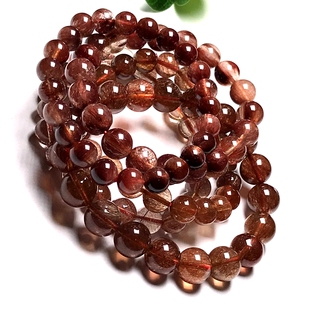 天然红发晶手链原色单圈手串原石打磨女款火性饰品礼物FJ--A--007