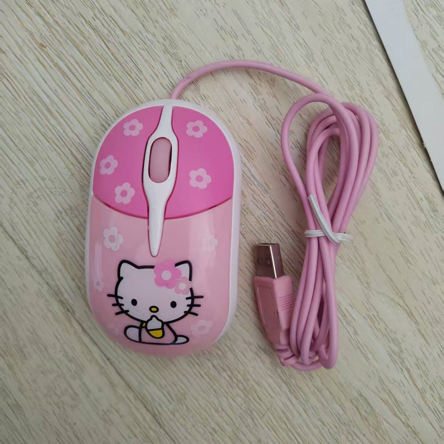 蓝色女生可爱鼠标凯蒂猫有线鼠标卡通静音笔记本机器猫鼠标包邮