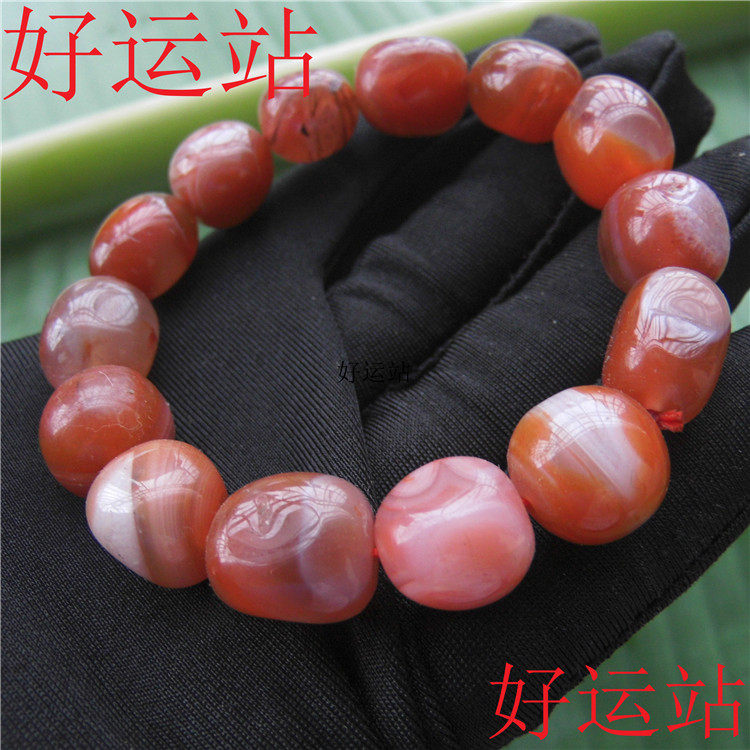 남성과 여성을 위한 양산 남부 붉은 마노 스타일 팔찌 맞춤형 팔찌 복고풍 얼음 부동 손 보석 보석과 옥 펜던트 행운을 빌어요