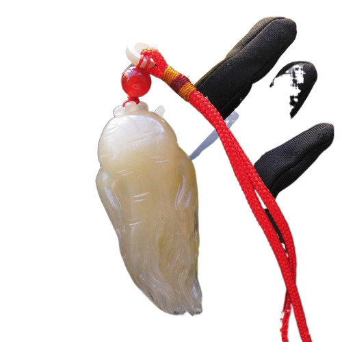 缅甸山筋料黄龙玉如意人生手把件