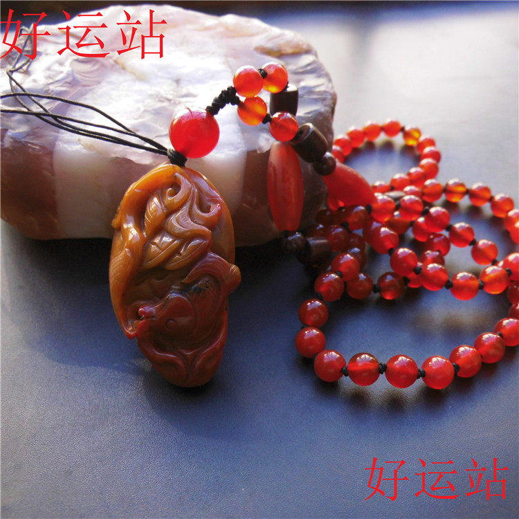 促销新款战国红玛瑙送财仙鹤吊坠玉石挂件玉佩籽料雕刻珠宝首饰吉