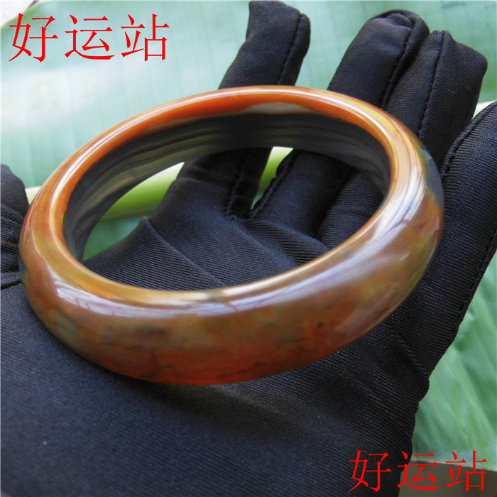 2021新款促销黄龙玉俏色女生手镯玉石手饰品宝石手链玉环乌金沙坠