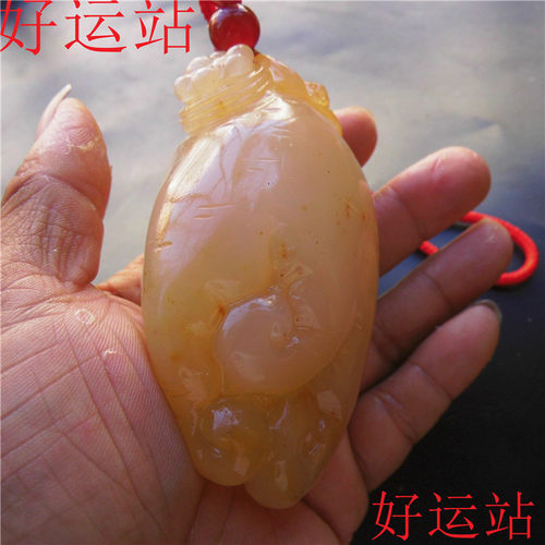 新款促销黄龙玉山筋料福禄手把件