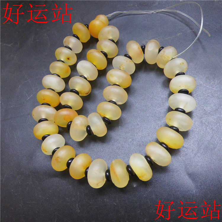 促销新款黄龙玉算珠手持精美玉石手饰手串黄蜡石工艺品佛珠吉祥物