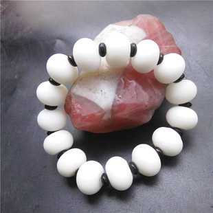 新款促销龙陵黄龙玉算珠形亚光羊脂白手链男士手串玉石手珠玉饰品