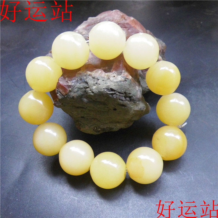 2019新款促销黄龙玉圆珠男士手链玉石手串黄蜡石手饰奇石珠宝首饰