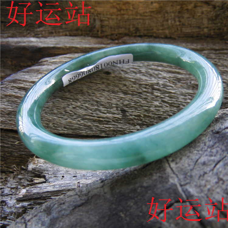 缅甸翡翠圆条女生贵妃玉镯子时尚手工玉佩玉石手镯宝石手饰收藏品