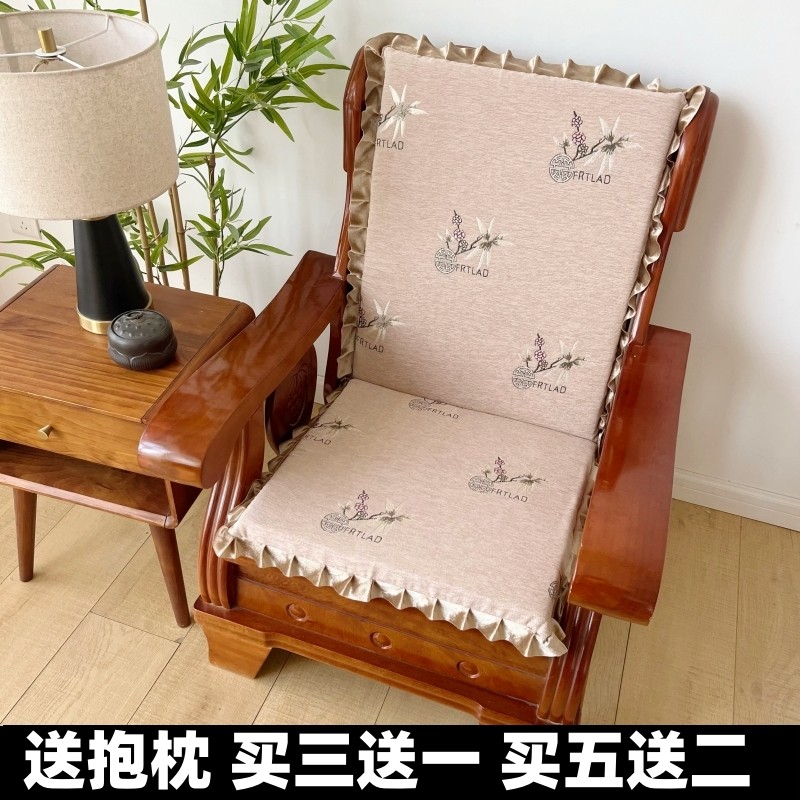 秋冬季加厚红木实木沙发海绵坐垫老式三人长联邦椅垫单人一体毛绒
