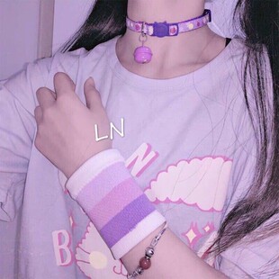 运动瑜伽健身手腕套透气薄款 护腕女款 条纹护手腕遮疤少女可爱时尚