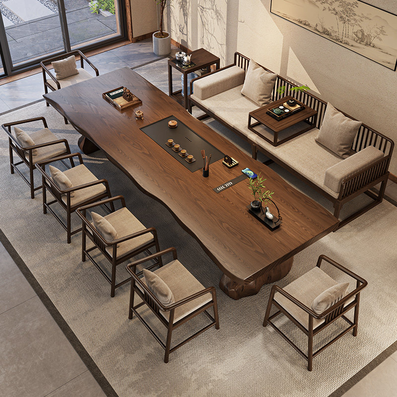 罗汉床茶桌椅组合大板客厅家用2026新款高端办公室新中式实木茶台