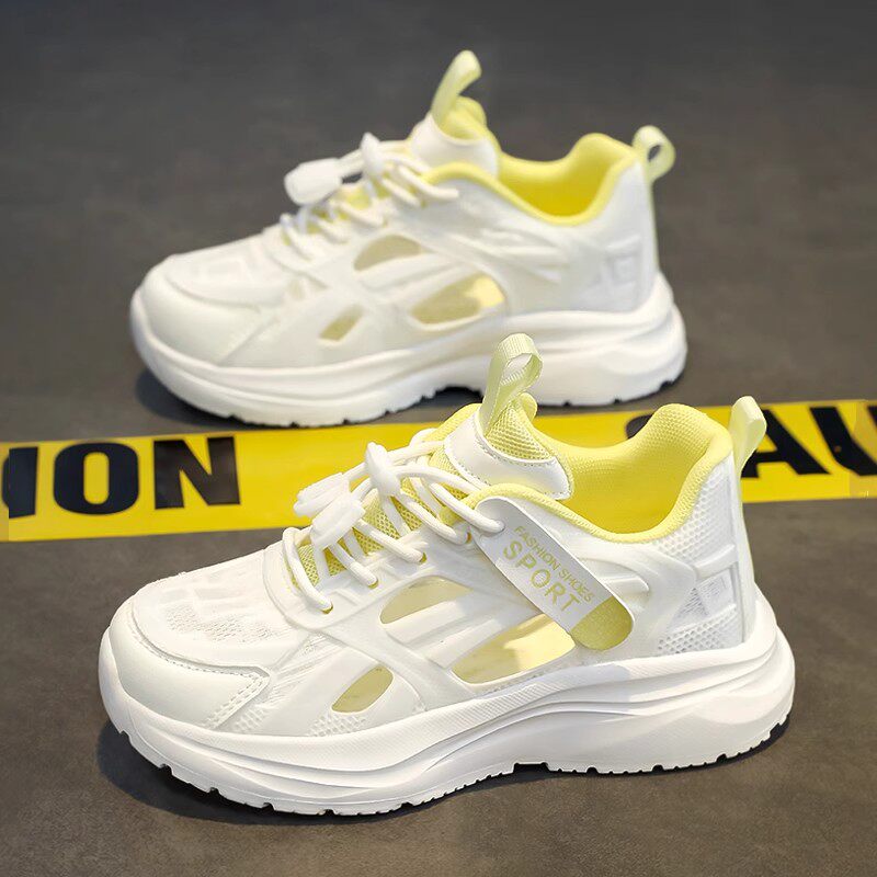 儿童镂空运动鞋2025夏季女童小白鞋中大童透气凉鞋女孩软底单网鞋