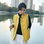 唐装 上衣立领夹棉马甲冬 中式 中国风女装 棉马甲复古盘扣棉衣改良版