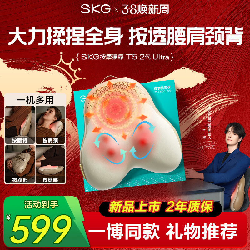 车载按摩腰靠skg汽车电动靠垫t5护腰腰托车载靠背车用情人节礼物