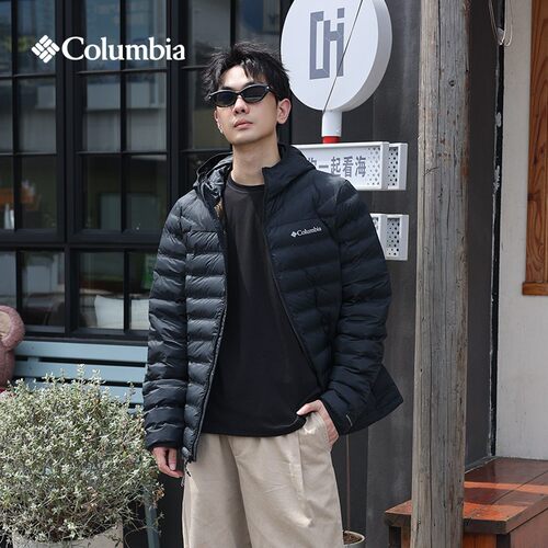 哥伦比亚男户外金点连帽棉服外套