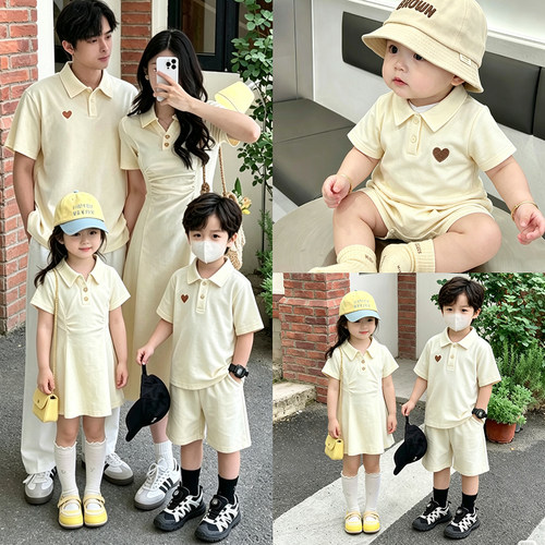 小月龄亲子装一家三口POLO短袖