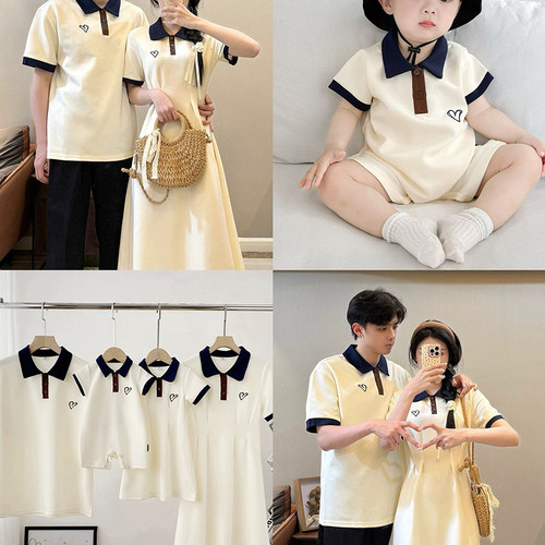 小月龄亲子装一家三口四口短袖T