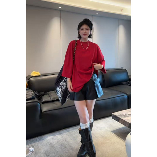高级感极简风纯色宽松短袖T恤女