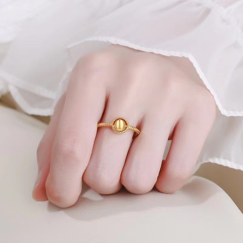 s925纯银猫眼转运珠戒指