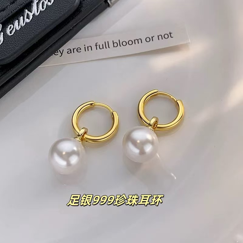 刘亦菲同款S纯银珍珠耳环