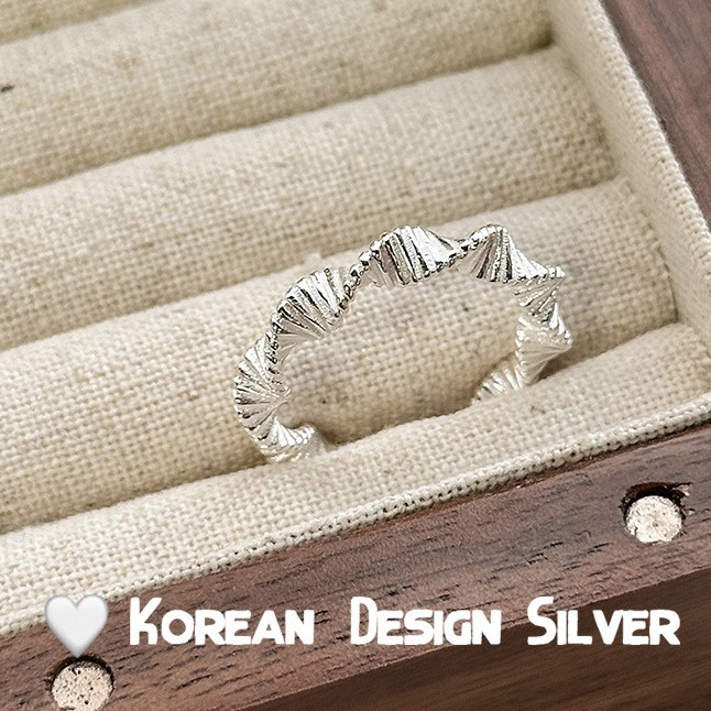 S925纯银旋螺扁体戒指韩