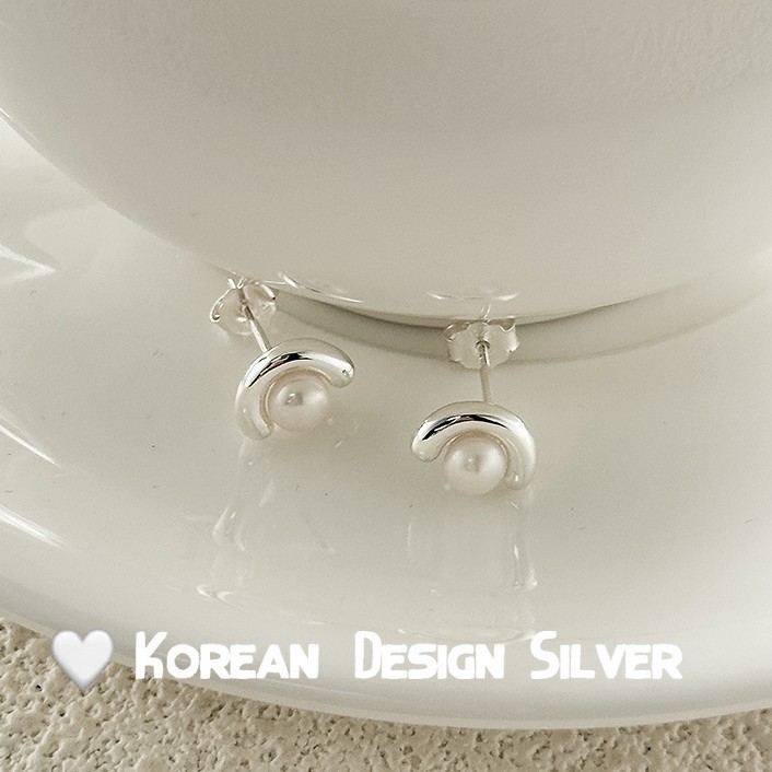 S925纯银半圆形天然淡水