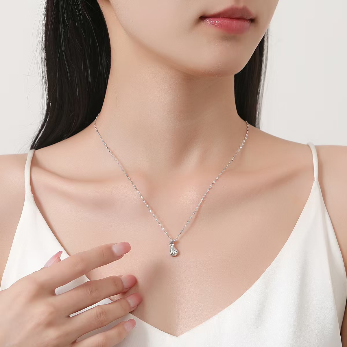 S足银小福袋纯银项链女国