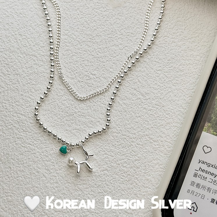 S925纯银双层珠子链气泡