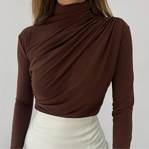 fashion women's autumn and winter round neck solid color